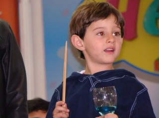  with a glass 